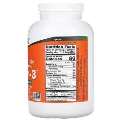 Файбер-3 NOW Organic Fiber-3 порошок, 454 г
