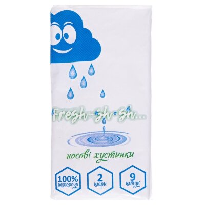 Хусточки паперові Fresh-sh-sh без запаху, 9 шт х 1 уп