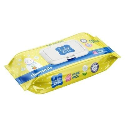 Серветки вологі Baby Zaya дитячі Ромашка, з клапаном, 120 шт
