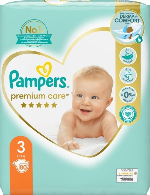 Підгузки дитячі Pampers Premium Care розмір 3, 6-10 кг, 80 шт