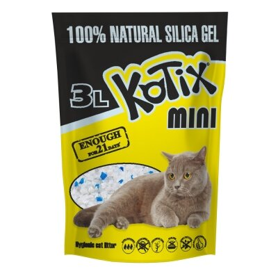 Наповнювач для котячого туалету Kotix Mini силікагелевий поглинаючий, 3 л (1,3 кг)