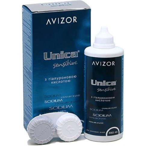 Розчин Avizor Unica Sensitive для контактних лінз з гіалуроновою кислотою по 350 мл у флак. пласт.