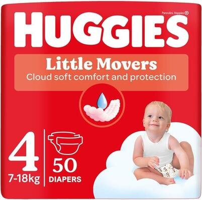 Підгузки дитячі Huggies Little Movers розмір 4, 7-18 кг, 50 шт