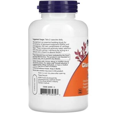 Глюкозамін NOW Glucosamine 1000 мг вег. капсули №180
