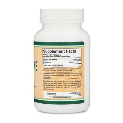 L-глутамін Double Wood L-Glutamine 1000 мг, 120 капсул