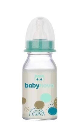 Пляшка Baby-Nova 44606-2 скляна з декором для хлопчика, 120 мл