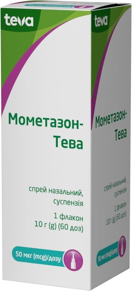 Мометазон-Тева спрей наз., сусп. 50 мкг/дозу по 60 доз (10 г) у флак.