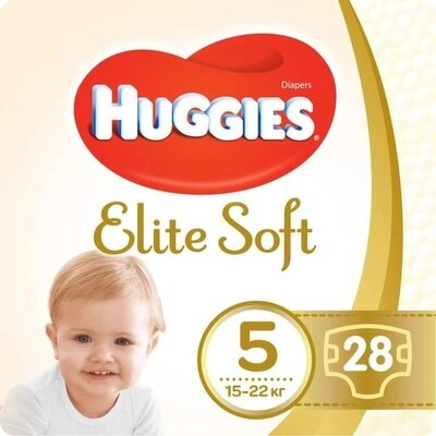 Підгузки Huggies Elite Soft дитячі, розмір 5, 12-22 кг, 28 шт