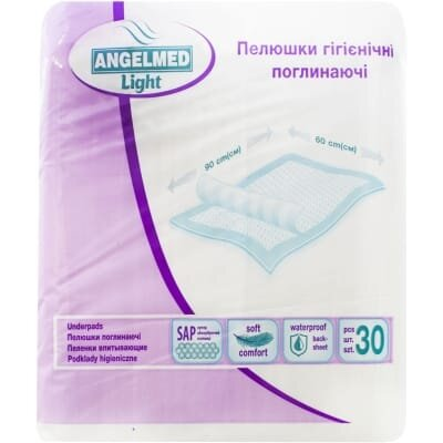 Пелюшки Angelmed Light одноразові гігієнічні 60 х 90 см, 30 шт