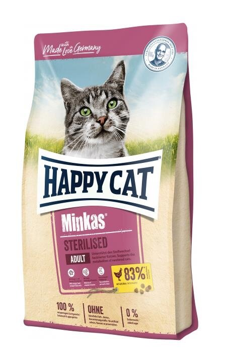 Корм сухий Happy Cat Minkas Sterilised Geflugel для кастрованих котів та стерилізованих кішок, з птицею, 10 кг