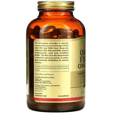 Омега-3 Концентрат риб'ячого жиру Solgar Omega-3 Fish Oil Concentrate м'які капсули №240
