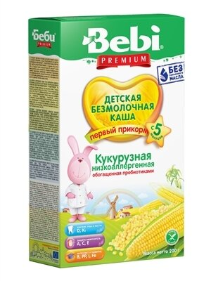 Каша безмолочна Bebi Premium Кукурудзяна з пребіотиком, з 5 місяців, 200 г