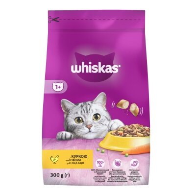 Корм сухий Whiskas для дорослих кішок з куркою, 300 г