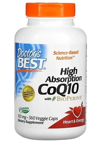 Коензим Q10 100 мг та біоперин Doctor's Best High Absorption CoQ10 with BioPerine, 360 вегетаріанських капсул