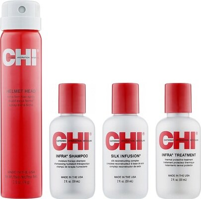 Набір CHI Protect And Hold Travel Kit дорожний (шампунь 59мл + кондиціонер 59мл + шовк 59 мл + лак 74г)