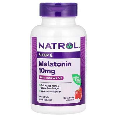Мелатонін Natrol Melatonin 10 mg Strawberry Flavor, 100 таблеток