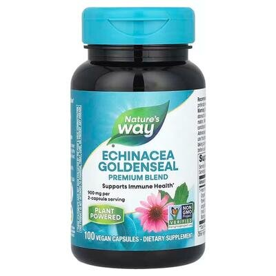 Ехінацея та гідрастіс Nature's Way Echinacea Goldenseal 900 мг, 100 веганських капсул