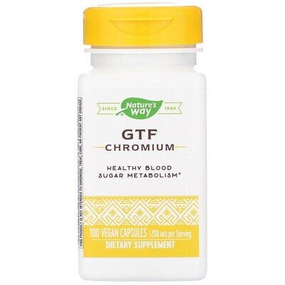 Хром полінікотінат Nature's Way GTF Chromium 200 мкг, 100 капсул