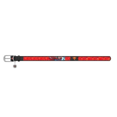 Нашийник Collar WAUDOG Design Супермен1, шкіряний, металева пряжка, ширина 12 мм, довжина 19-25 см, чорний