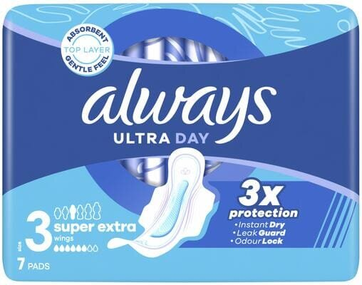 Прокладки гігієнічні Always Ultra Day Super Extra, 6 крапель, 3 розмір, 7 шт