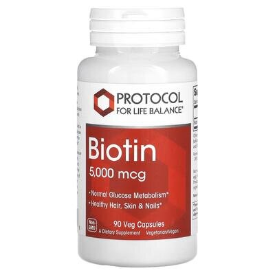 Біотин Protocol for Life Balance Biotin 5000 мкг, 90 веганських капсул