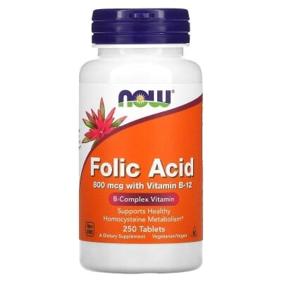 Фолієва кислота NOW Folic Acid 800 мкг with Vitamin B-12 таблетки №250