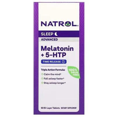 Мелатонін + 5 НТР Natrol Melatonin + 5-HTP, 60 таблеток
