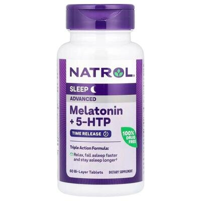 Мелатонін + 5 НТР Natrol Melatonin + 5-HTP, 60 таблеток