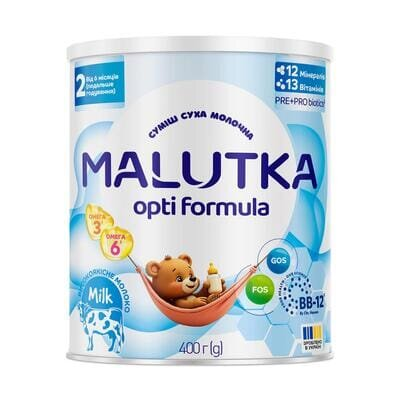 Суміш суха молочна Malutka Opti Formula 2 для харчування дітей від 6 місяців (подальше годування), 400 г