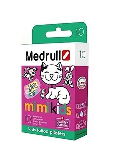 Набір пластирів медичних Medrull Mi Mi Kids дитячих бактерицидних на полімерній основі, 1,9 см х 7,2 см, 10 штук