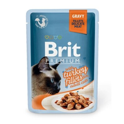 Корм вологий для кішок Brit Premium Cat pouch з філе індички в соусі, 85 г