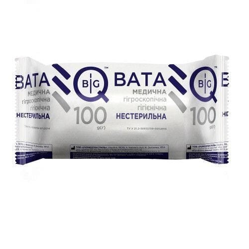 Вата нестерильна BigQ медична гігієнічна, ролик 100 г