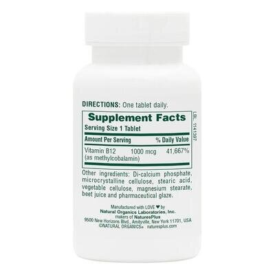 Вітамін B12 Nature's Plus Vitamin B12 1000 мкг, 90 таблеток