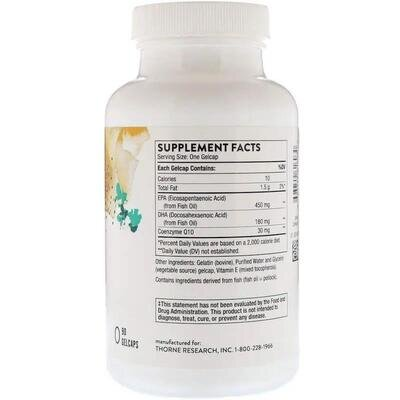 Омега-3 з коензимом Q-10 Thorne Research Omega-3 w/CoQ10, 90 капсул