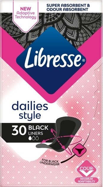 Прокладки щоденні гігієнічні Libresse Dailies Style Black, 30 шт