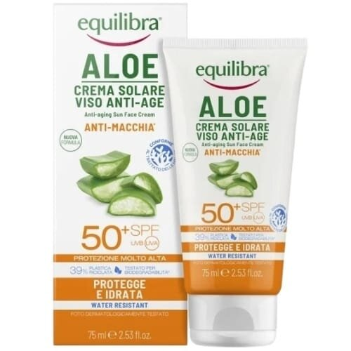 Крем сонцезахисний для обличчя Equilibra Алое SPF50+ водостійкий, 75 мл