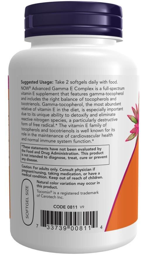 Вітамін Е комплекс NOW Advanced Gamma E Complex м'які капсули №120