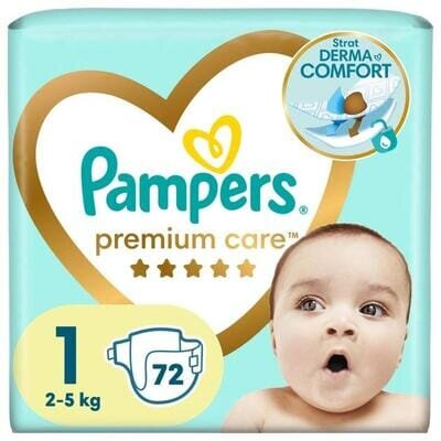 Підгузки дитячі Pampers Premium Care розмір 1, 2-5 кг, 72 шт
