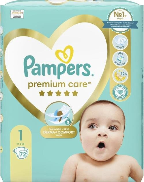 Підгузки дитячі Pampers Premium Care розмір 1, 2-5 кг, 72 шт