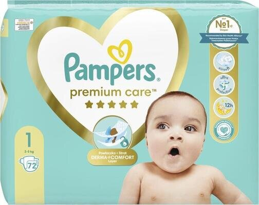 Підгузки дитячі Pampers Premium Care розмір 1, 2-5 кг, 72 шт
