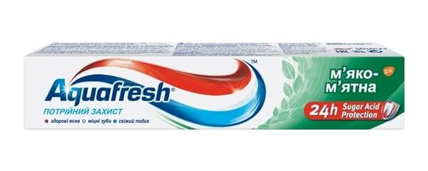 Зубна паста Aquafresh Tripl Protection потрійний захист м'яко-м'ятна, 50 мл