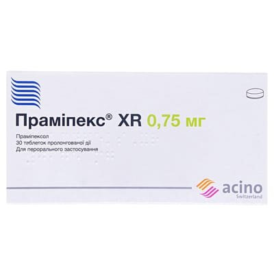 Праміпекс XR таблетки прол./д. по 0.75 мг №30 (10х3)