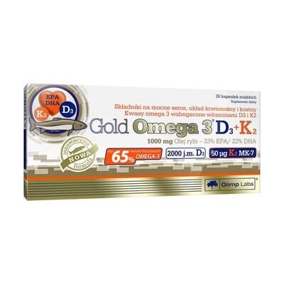 Омега-3 з вітамінами D3+K2 Olimp Gold Omega-3 D3+K2, 30 гелевих капсул