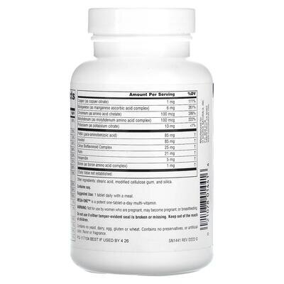 Мультивітаміни та мінерали без заліза Source Naturals Mega-One, 60 таблеток