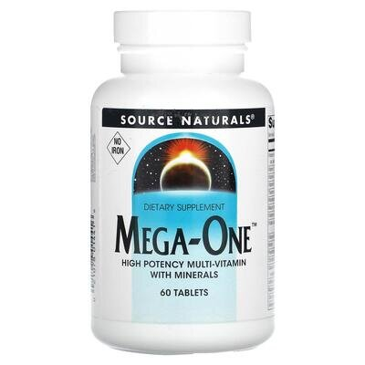 Мультивітаміни та мінерали без заліза Source Naturals Mega-One, 60 таблеток