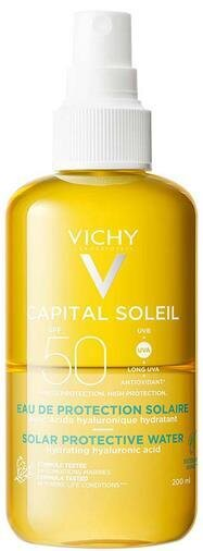 Спрей Vichy Capital Soleil, сонцезахисний водний, двофазний, для обличчя і тіла, з гіалуроновою кислотою, зволожуючий, SPF 50, 200 мл