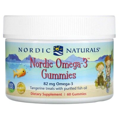 Омега-3 Nordic Naturals Omega-3 82 мг, мандарин, жувальні пастилки №60