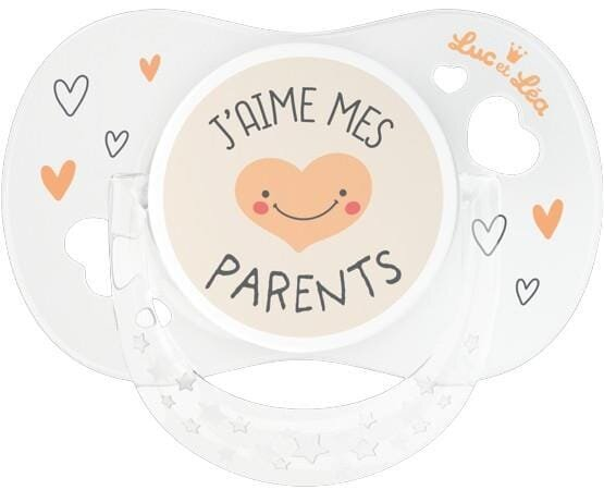Пустушка силіконова Luc et Lea J’aime mes parents симетрична від 18 місяців, 1 шт