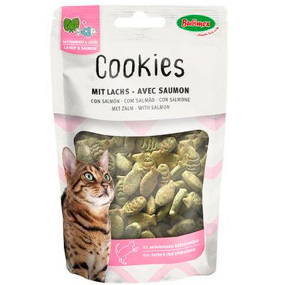 Ласощі Bubimex Salmon Catnip Cookies Печиво з котячою м'ятою і лососем для котів, 50 г