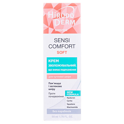 Крем для обличчя Hirudo Derm Sensitive Sensi Comfort Soft зволожуючий знімаючий подразнення, 50 мл